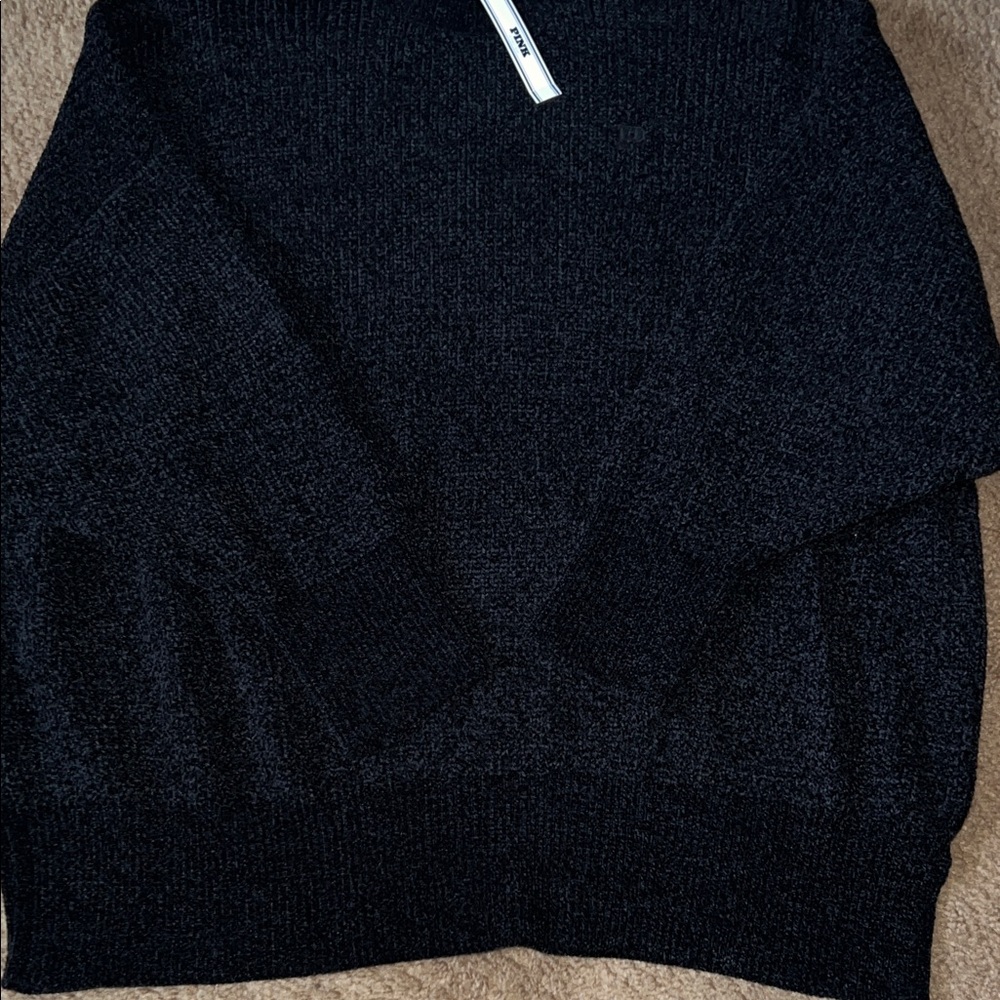PINK Victoria's Secret Black Oversized Crewneck Sweater